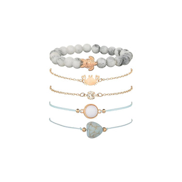 5 Piece Blue Turtle Bracelet Set With ® Crystals 18K White Gold Plated